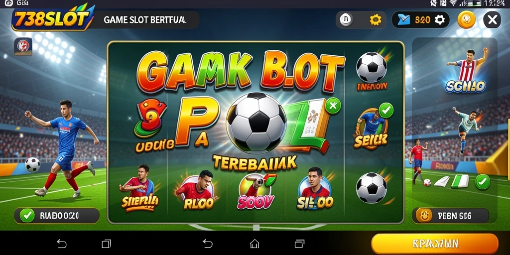 Tampilan gameplay 738SLOT dengan tema sepak bola yang menarik.
