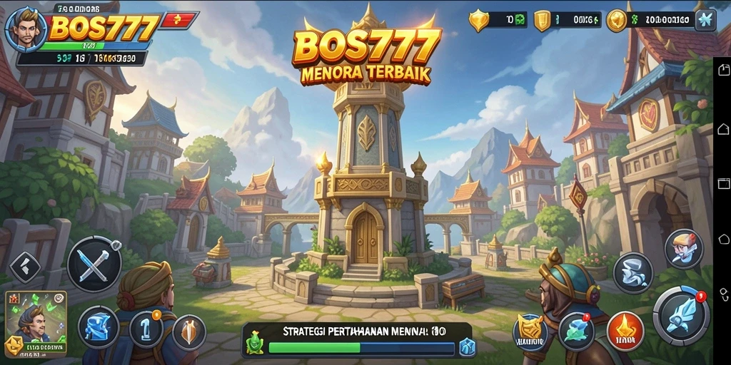 Tampilan gameplay menarik dari BOS777 dalam mode Tower Defense.