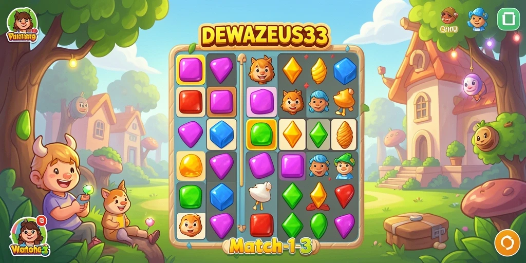 Tampilan gameplay DEWAZEUS33 dengan grafis cerah dan elemen menarik.