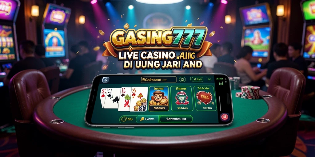 Screenshot GASING777 menampilkan dealer profesional dan suasana permainan Live Casino yang mendebarkan.
