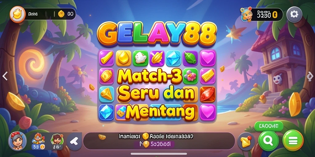 Screenshot gameplay GELAY88 dengan aksi mencocokkan permata.