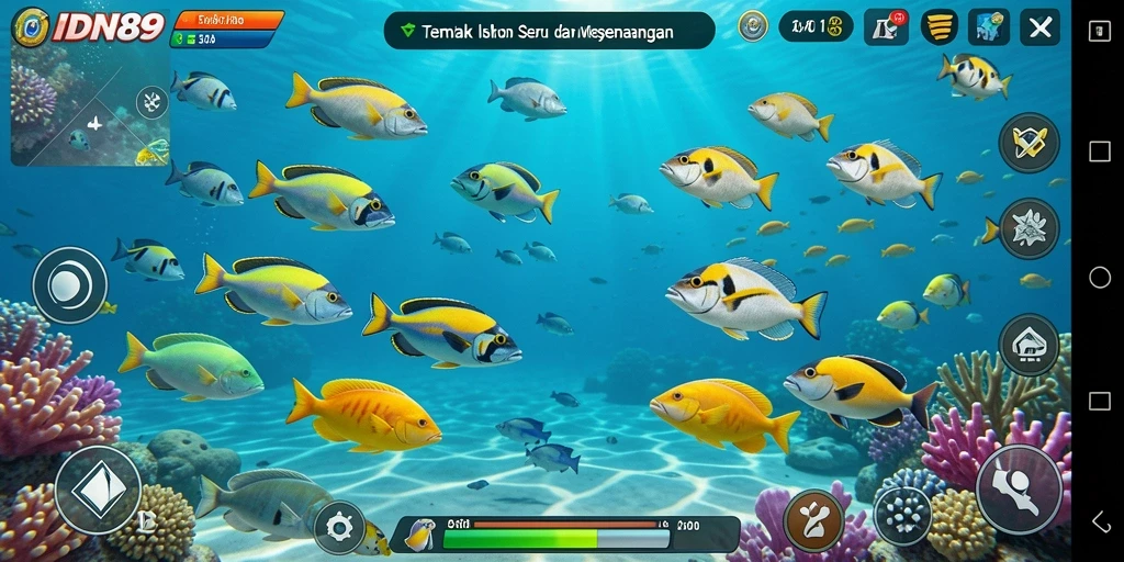 Tangkapan layar yang menampilkan aksi tembak ikan yang seru di IDN89.
