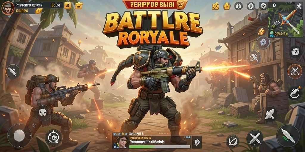 Screenshot RPVIP6 menampilkan aksi intens di medan perang Battle Royale.