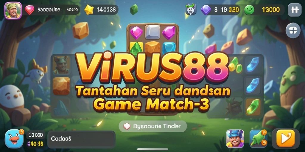 Screenshot gameplay VIRUS88 dengan elemen Match-3 yang menarik.